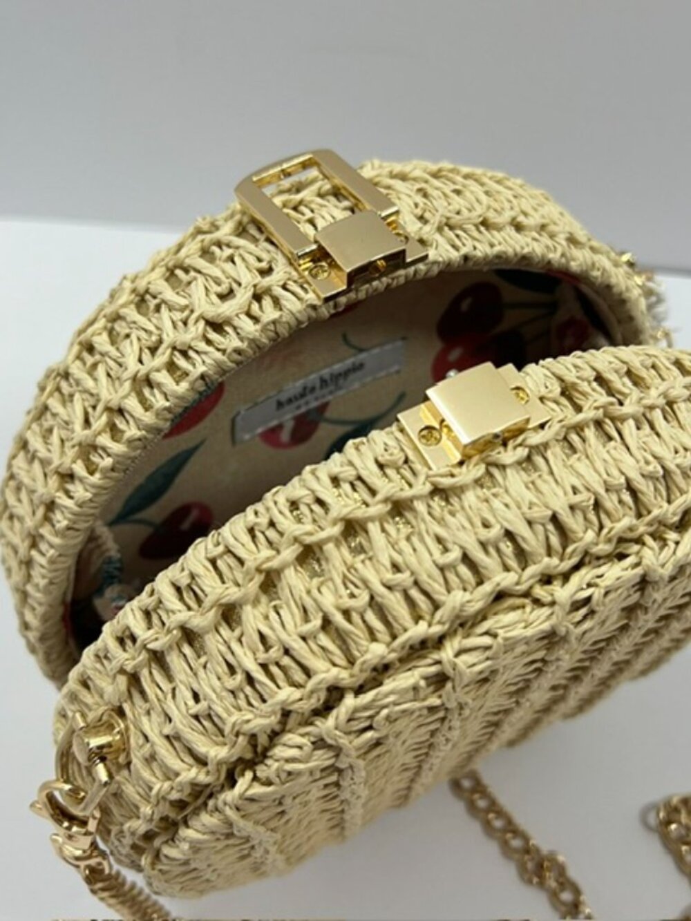 Haute Hippie Straw Crossbody with Gold-toned Chain Strap - Picture 9 of 9